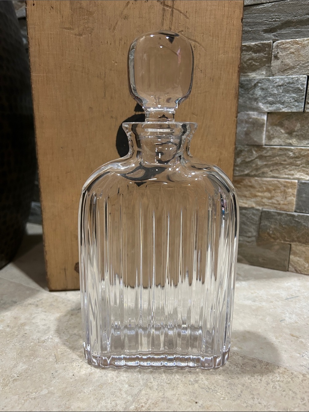 vintage Atlantis crystal ribbed decanter with Stopper